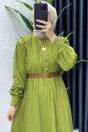 Yağ Yeşil Vera Elbise Tesettür Giyim