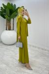 Yağ Yeşil Asimetrik Takım Tesettür Giyim
