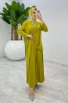 Yağ Yeşil Asimetrik Takım Tesettür Giyim