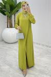 Yağ Yeşili Ahum Tasarım Takım Tesettür Giyim