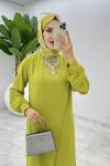Yağ Yeşili Ahum Tasarım Takım Tesettür Giyim