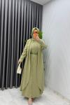 Yağ Yeşil Premium Pera Elbise Ferace Tesettür Giyim