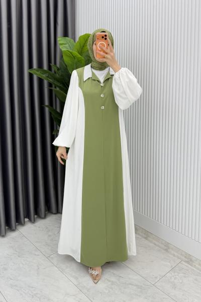 Yeşil Premıum Aden ELbise Tesettür Giyim