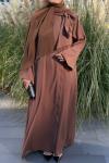 Fular Bağlamalı Abaya  Kahverengi
