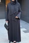 Fular Bağlamalı Abaya  Siyah