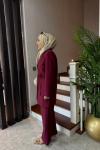 Kruvaze Ceket Takım Bordo