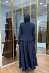 Pile Detaylı Ceket Etekli Takım Lacivert