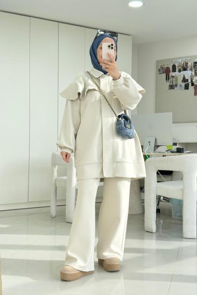 Volanlı Scuba Takım Bej