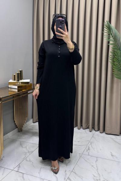 Kamer Triko Elbise Siyah