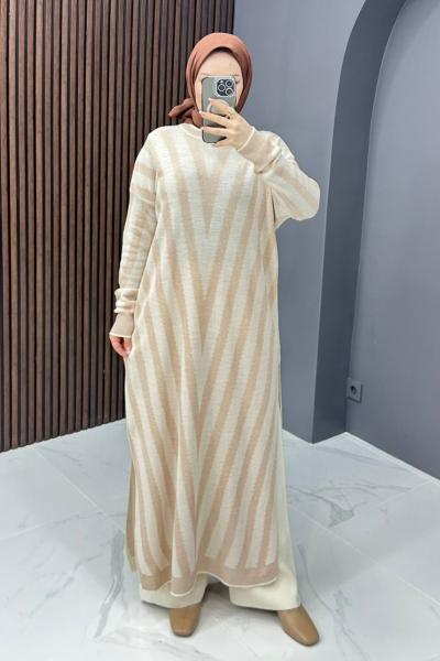 Azra Uzun Triko Takım - Krem
