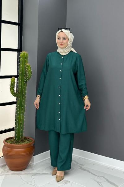 Bahar Düğmeli Takım - Zümrüt