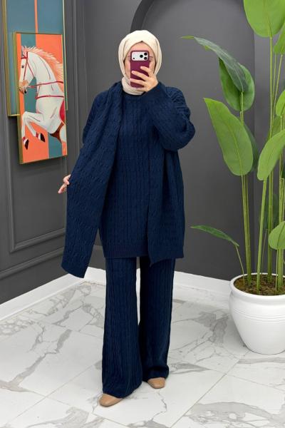 Neva Atkılı Triko Takım - Lacivert