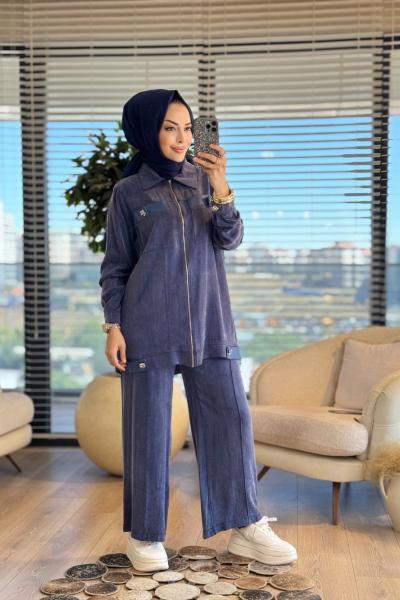 02-2634 Ön İki Cepli Fermuarlı Takım Lacivert