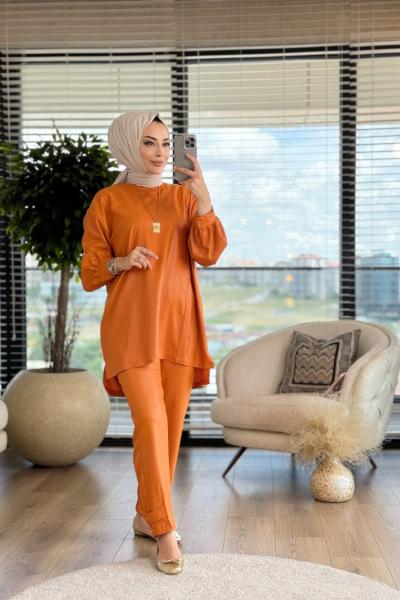 100251 Yandan Düğme Detaylı Takım Kiremit