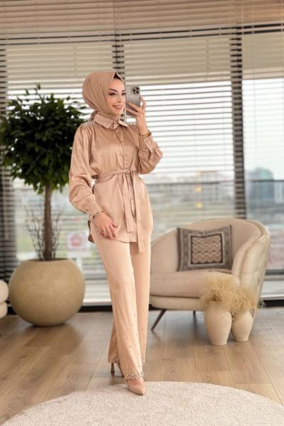 1065 Winy Pantolonlu Takım Bej