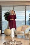127 Kolları Lastik Örgü Triko Tunik Bordo