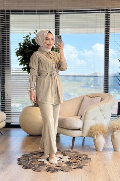 1335 Ön Ve Cep Üstü Nervür Dikişli Takım Haki