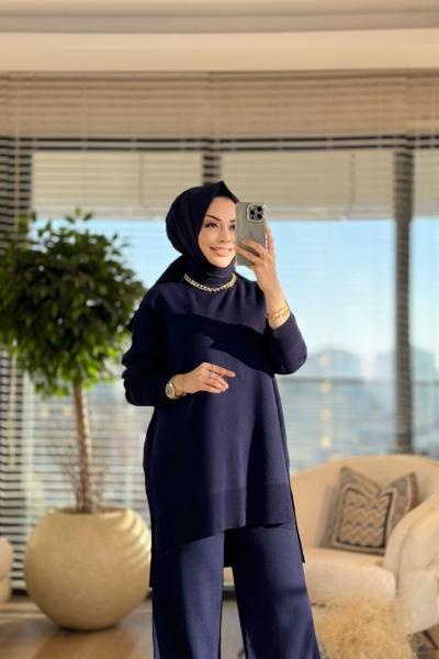 14051 İnterlok Efil Triko Pantolon Takım Lacivert