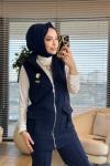 14463 Önü Cepli Ferm. Yelekli Takım Lacivert