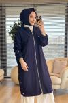 15252 Tencel Yanları Çıtçıtlı Fermuarlı Kapş. Kap Lacivert