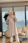15259 Önü Parça Ve Çıtçıtlı Kap Bej