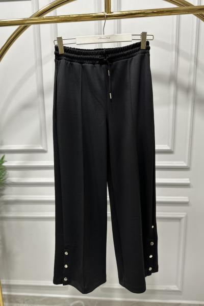 18222 Osyho Paçası Çıtçıtlı Pantolon Siyah