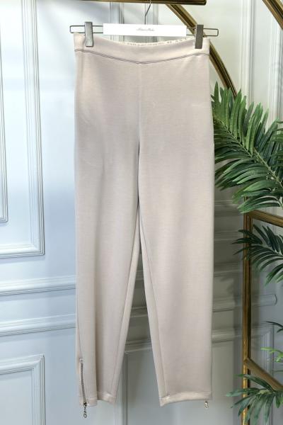 18225 Osyho Paçası Fermuarlı Pantolon Bej