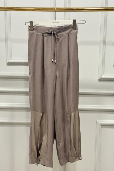 18287 Paçası Parça Ve Lastik Geçmeli Pantolon Vizon