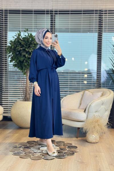 1902 Linda Gizli Patlı Elbise Lacivert