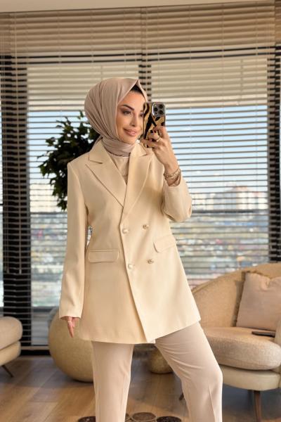2028 Dört Düğmeli Ceket Bej