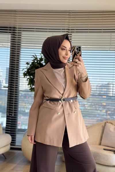 2028 Dört Düğmeli Ceket Latte