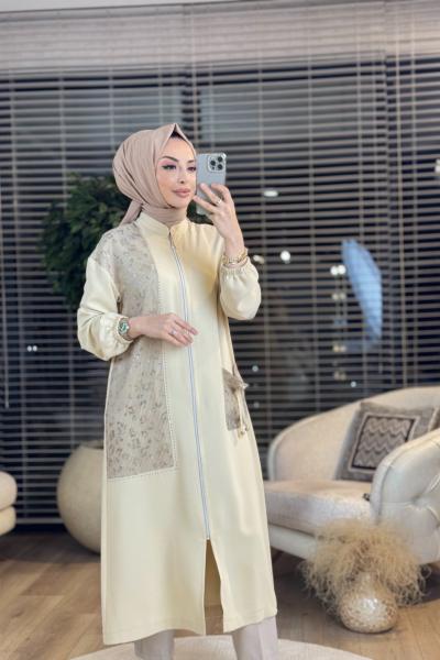 2030 Sol Taraf File Varak Baskılı Kap Bej