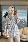 2033 Kumsal Batik Desen Tunik Haki
