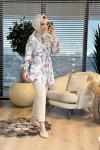 2033 Kumsal Batik Desen Tunik Haki