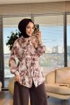 2033 Kumsal Batik Desen Tunik Kahve