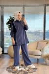 20601 Ön Kol Pantolon Yanı Parçalı Takım İndigo