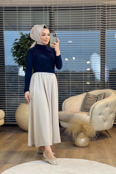 20639 Drapeli Bluz Lacivert