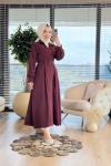 20674 Ön İki Düğmeli Elbise Bordo