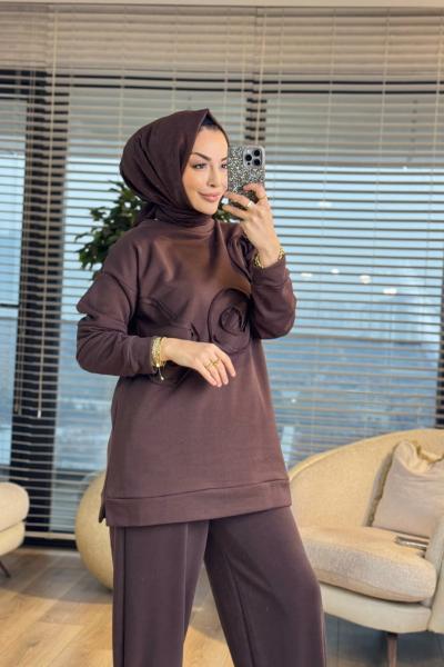 2123 Önü Kordonlu Tunik Kahve