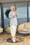 2123 Önü Kordonlu Tunik Gri