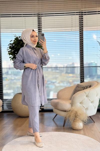 22669 Batik Desen Gofre Takım Gri