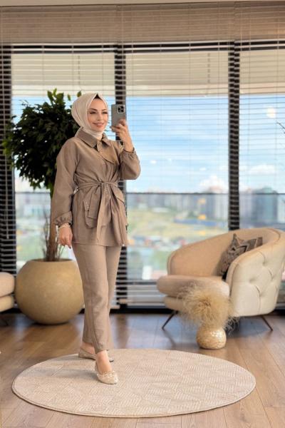 22681 Patı 3 Düğme Cebi Zımbalı Takım Vizon