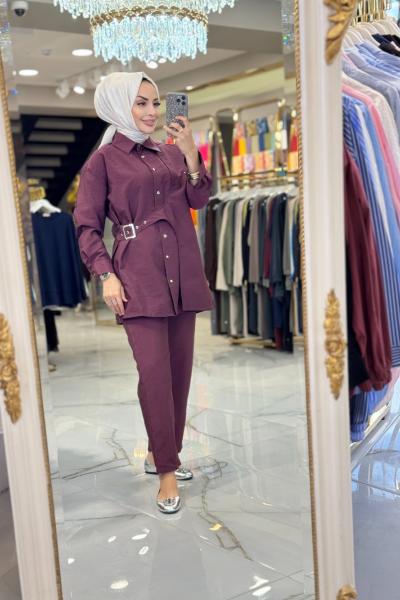 22688 Yandan Toka Parçalı Takım Bordo