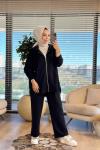 22742 Osyho Fermuarlı Kapşonlu Takım Siyah