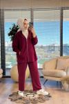 22742 Osyho Fermuarlı Kapşonlu Takım Bordo