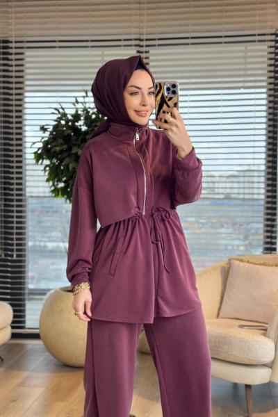 22839-5 Roba Parçalı Fermuarlı Takım Mürdüm