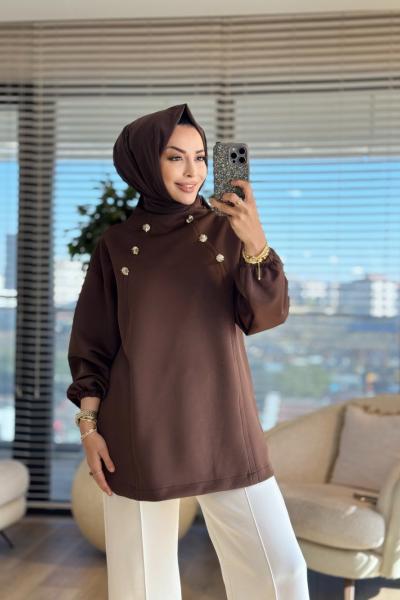 24134 Çiçek Tunik Kahve