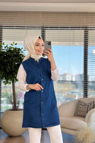 2420 Duygu Kot Yelek Lacivert