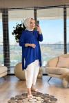 24278 Yanları Yırtmaçlı Penye Tunik Saks