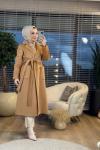 2465 Kaşe Önden Cepli Dört Düğmeli Kaban Camel